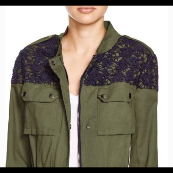 AQUA Lace Trim Army Jacket in Green Size S - Picture 5 of 5